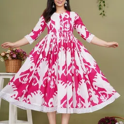 outfit 4 you Women Printed Flared Sleeves Thread Work Anarkali Kurta-28