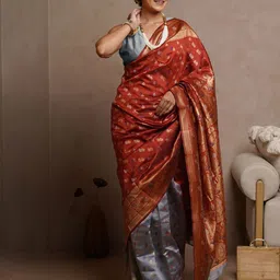 Subham Woven Design Zari Half and Half Banarasi Saree-16
