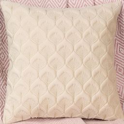Luxury Feather Design Cream Color Velvet Cushion Covers Set of 1-2