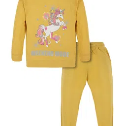 PLUM TREE Girls Horse Printed Round Neck Long Sleeves Pure Cotton T-shirt & Joggers-image-11