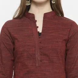 Enchanted Drapes Mandarin Collar Pure Cotton Striaght Kurta-image-76