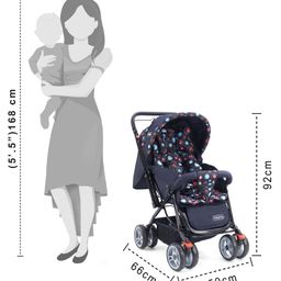 Babyhug Comfy Ride Stroller With Reversible Handle - Dark Navy Blue image 3