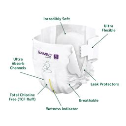 Bambo Nature Tape Diapers with Wetness Indicator Extra  Large Size - 44 Pieces image 3
