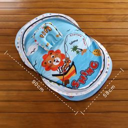 Babyhug Mosquito Net Set With Mattress Lion Print - Multicolor image 3