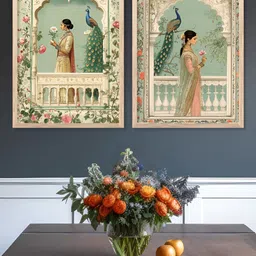 Kotart Brown & Blue 2 Piece Wood Birds and Animals Wall Paintings-image-73