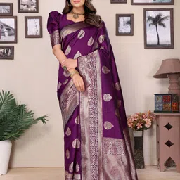 AVANTIKA FASHION Ethnic Motif Woven Design Zari Pure Silk Banarasi Saree-picture-30