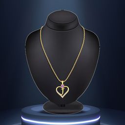 Lila Gold-Plated CZ Studded Alphabet 'J' Heart Shaped Stainless Steel Pendant & Chain-image-85