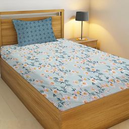 IVAZA Teal Floral 200 Microfiber Single-image-76