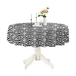 Lushomes Black Printed Round 4-Seater Table Cover-58
