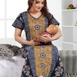 LIFE-TALE Women Brown Pure Cotton Nightdress-image-98