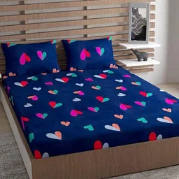 METRO LIVING Blue Geometric Printed Microfiber 130 TC Queen Bedsheet Set 2.35 m x 2.10 m-image-67