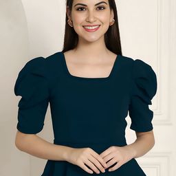 Mast & Harbour Women Solid Square Neck Peplum Top-image-98