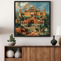 999Store Blue & Green Canvas Grandeur & Architectural Magnificence Wall Art-picture-18