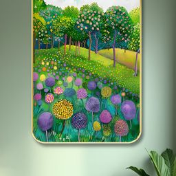 Livin'luxe Green & Gold-Toned Flowers & Trees Printed Wooden Wall Painting-image-34