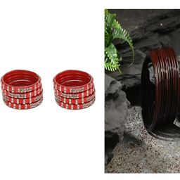 Somil Women Combo of Red & Brown Bangles Set-image-34