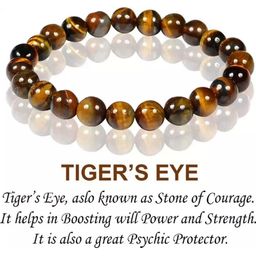 Divine souvenirs Unisex Tigers Eye Beaded Elasticated Bracelet-86