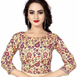 KING SALES Embroidered Round Neck Readymade SareeBlouse-37