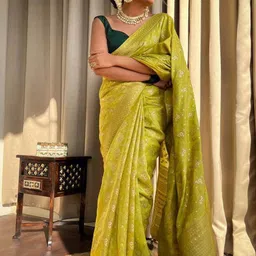 Sitanjali Woven Design Zari Silk Blend Kanjeevaram Saree-picture-23