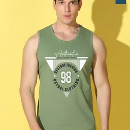 WOOSTRO Pack Of 2 Printed Super Combed Cotton Gym Vests VWS26(98 LGTGREEN)(ALONE PEACOCK)-image-95