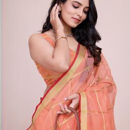 VARNI FABRICS Checked Zari Fusion Kota Saree-image-55