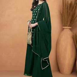 PARROT CREATION Polka Dot Printed Gotta Patti Round Neck Kurti With Sharara & Dupatta image 5