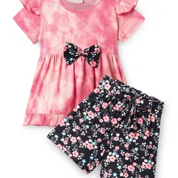 CrayonFlakes Girls Dyed Round Neck Top With Shorts-image-8