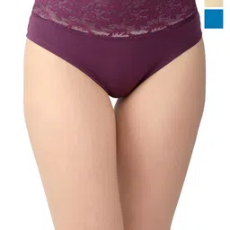 Valles365 by S.C. Pack Of 3 Top Lace Hipster Briefs TPLC3WINBLUBEG-S-picture-21