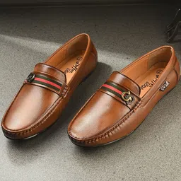 DODA Men Tan Solid Casual Synthetic Leather Loafer Shoes-picture-14