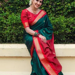 CANIZZARO Women Woven Design Zari Banarasi Saree-picture-29