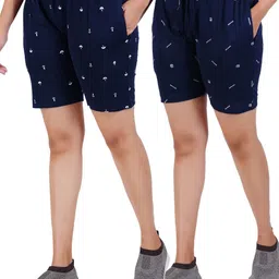 GUIDE Women Pack Of 2 Conversational Printed Cotton Regular Shorts-image-99
