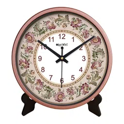 OLIVE TREE Copper-Toned & Black Printed Contemporary Round Shaped Analogue Table Clock-17