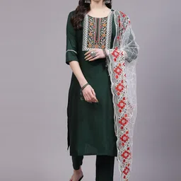 BAESD Floral Yoke Design Kurta with Trousers & Dupatta-picture-14