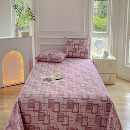 JC HOME Purple Geometric 150 TC King Bedsheet with 2 Pillow Covers-image-34