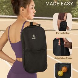 CULT Pack Of 2 Black Pickle Ball-2 Paddle, 2 Indoor & Outdoor ball & a Carry Bag Racquets image 4