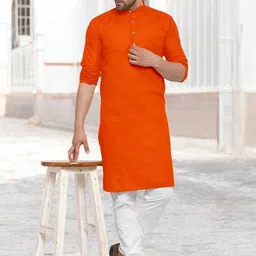 ANUJ FASHION Men Orange Solid Kurta-picture-30