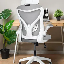 DROGO Grey & White High Back Lumbar Support Office Chair-picture-10