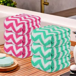 Kuber Industries 6-Pcs Pink & Green Printed Pure Cotton 250 GSM Face Towels-image-96