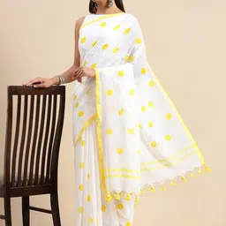DESH BIDESH Polka Dot Pure Cotton Taant Saree-picture-32