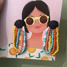 BITCH PLZZ ACCESSORIES Artificial Beaded 3 Layer Circular Drop Earrings-34