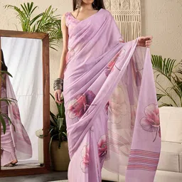 Saree mall Floral Poly Georgette Block Print Sarees-image-60