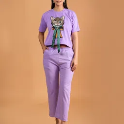 NEYSA Animal Printed Round Neck T-Shirt With Trousers-picture-18