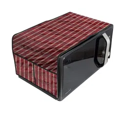 The Furnishing Tree Waterproof & Dustproof PVC Microwave Oven Top Cover with 4 Utility Pockets Plai-29