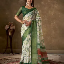 KAYOMMI Floral Zari Pure Cotton Chanderi Saree-58