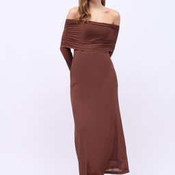 Styli Women Off Shoulder Long Sleeves MaxiA-Line Dress-picture-22