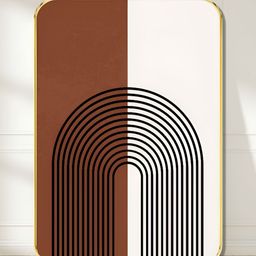 Myntra Elegant Homes Brown & White Modern Geometric Arch Sparkle Printed Wooden Wall Art-1