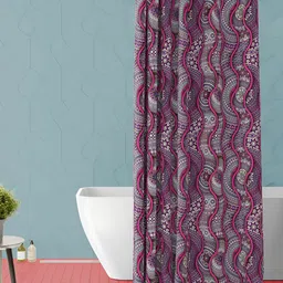 ArtzFolio Maroon and White Ethnic Motifs Printed Waterproof Shower Curtain-image-0