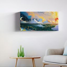 SIVOM Blue & Yellow Sunset Nature Canvas Painting Wall Art-image-78