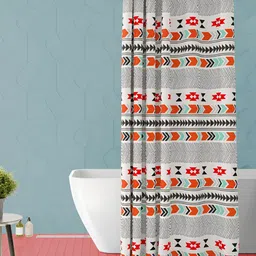 ArtzFolio Red and Black Geometric Printed Waterproof Shower Curtain-12