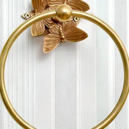IndianShelf Goldtoned Brass Butterfly Textured Wall Hooks-image-12
