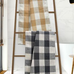 Athom Living White & Brown 2 Pieces Printed Cotton 210 GSM Bath Towel-image-89